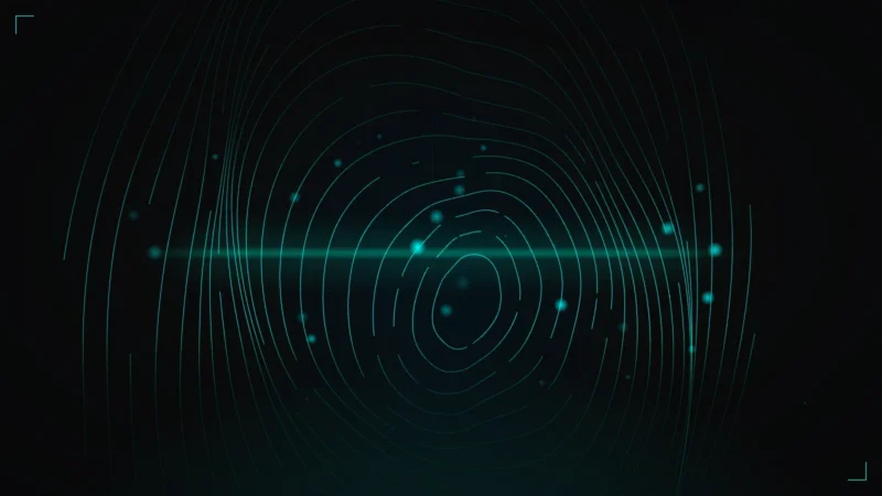 Abstract 3D fingerprint ridges crossed by a scanning beam