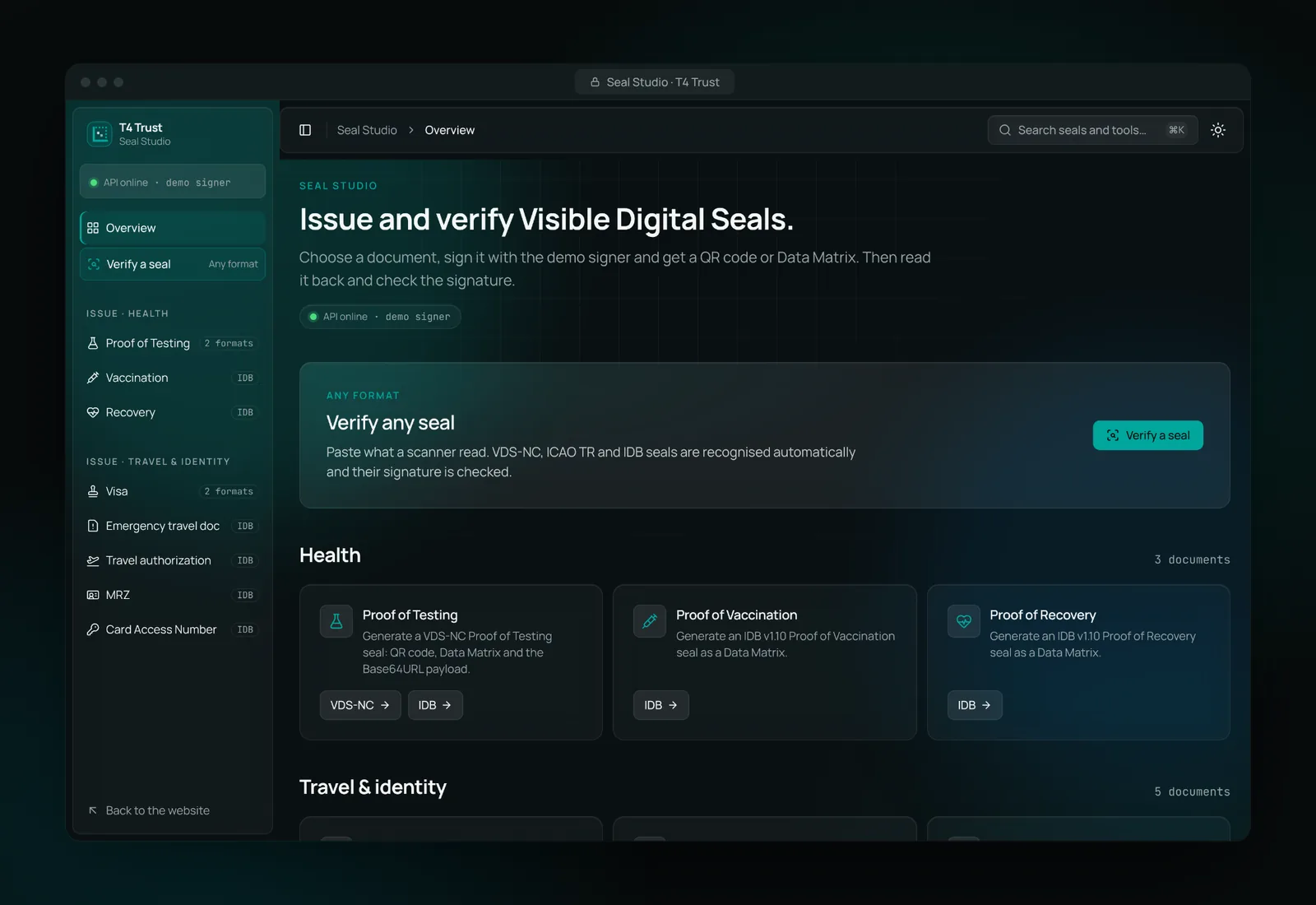 Seal Studio overview: issue and verify Visible Digital Seals